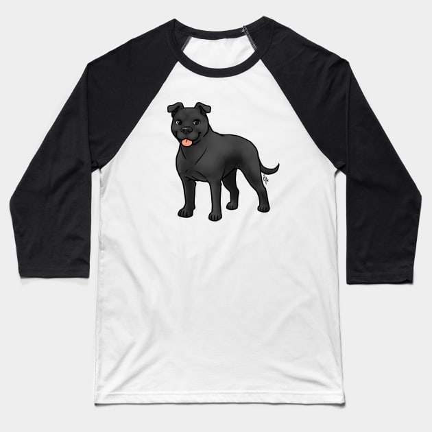 Dog - American Staffordshire Terrier - Natural Black Baseball T-Shirt by Jen's Dogs Custom Gifts and Designs